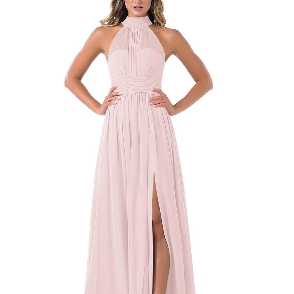 Blushing Pink Azazie bridesmaid dress